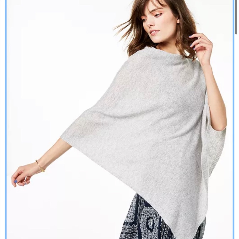 Cashmere Charter Club Gray Asymmetric Poncho